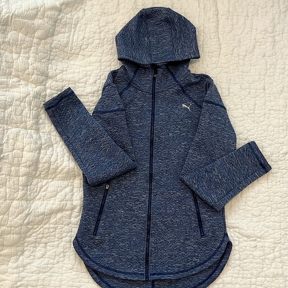 Excellent Used Condition Women’s Sz Sm Blue HeatherPuma Jacket With Warm Cell - Picture 1 of 5